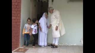 Narendra Modi visits his mothers home in Gandhinagar to seek her blessings on his birthday [upl. by Ahselak]