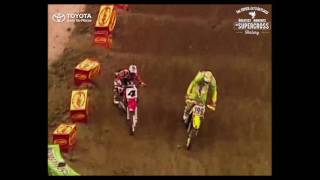 Travis Pastrana vs Ricky Carmichael 2002 Indy SX Toyota Moment in Supercross History [upl. by Lishe]