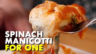 Spinach Manicotti  Easy Single Serving Recipe [upl. by Arelus844]