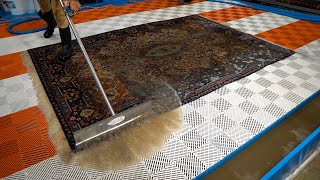 Deep Cleaning 20 YEARS of Embedded DIRT from a beautiful WOOL RUG [upl. by Norit]