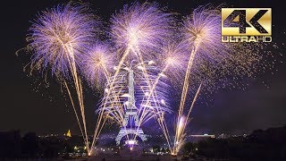 ⁽⁴ᴷ⁾ Paris 2018 Feu dartifice  Tour Eiffel Quatorze Juillet  Fête nationale  GroupeF [upl. by Boynton]