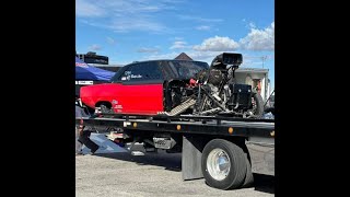 Brandon James Street Outlaws 130mph Blowover Slow Motion [upl. by Buiron]