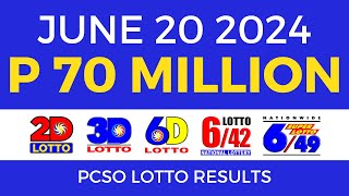 Lotto Result Today 9pm June 20 2024  PCSO Complete [upl. by Armando]