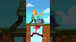 Double Bridge Challenge With Steve and Anger minecraft insideout2 animation funny meme [upl. by Feliza]