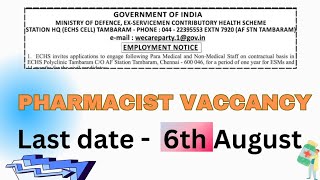 Pharmacist Vaccancy at Ministry of defence  Last date August 06 [upl. by Coulter]