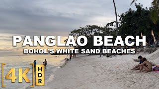 Panglao Beach Walking Tour  Bohol’s White Beach Paradise  4K HDR  Philippines [upl. by Kosel]