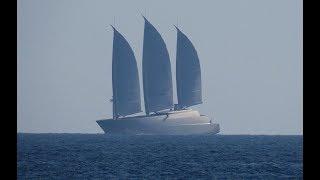 Sailing Yacht A with her sails set [upl. by Ahsinak]