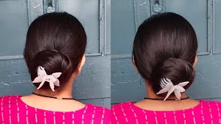 Clutcher hairstyle for ladiesLow clutcher bun [upl. by Atnauqal463]