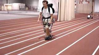 Exoskeleton with Hip Motor Knee Damper and Ankle Springs [upl. by Nosyarg]