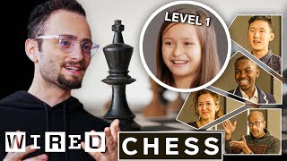 Chess Pro Explains Chess in 5 Levels of Difficulty ft GothamChess  WIRED [upl. by Gokey]