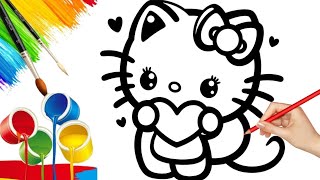 Hello Kitty Drawing  How To Draw Hello Kitty  Drawing And Painting  Drawing For Kids [upl. by Haskins]