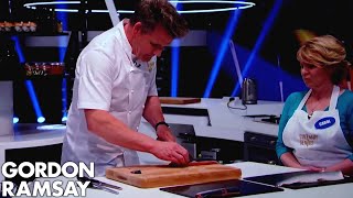 How to Fillet a Salmon Into 10 Equal Pieces  Gordon Ramsay [upl. by Etnovert]