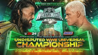 Roman Reigns Vs Cody Rhodes Wrestlemania 40 WWE 2K24 Remake [upl. by Meehsar]