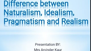 Difference between Naturalism idealism Pragmatism Realism KVS NVS BEd MEd UGC Net [upl. by Verdi]