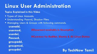 Linux User and Group Administration in Tamil  Learn how to Manage UsersampGroups in All Linux Distros [upl. by Ber]