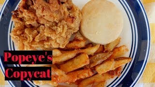 Popeyes Copycat  Fried Chicken  Cajun Fries  Biscuit [upl. by Ginder]