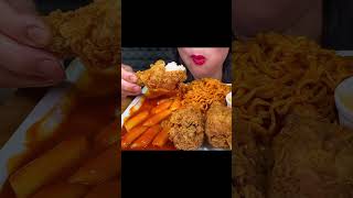 ASMR SPICY NOODLES TTEOKBOKKI FRIED CHICKEN EATING SOUNDS [upl. by Laehcar]