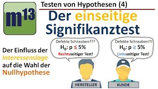 Testen von Hypothesen 4 einseitiger Signifikanztest  Wahl der Nullhypothese [upl. by Anay]