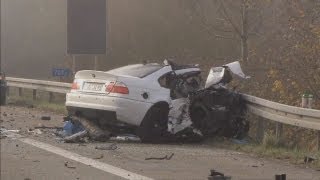 The horrifying aftermath of a crash that kills 6 after car drives wrong way on German motorway [upl. by Ydnes]