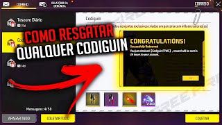 COMO RESGATAR QUALQUER CODIGUIN GRÁTIS NÃO É CLICKBAIT RESGATE TODO CODIGO 2024 FREE FIRE infinito [upl. by Siravaj]