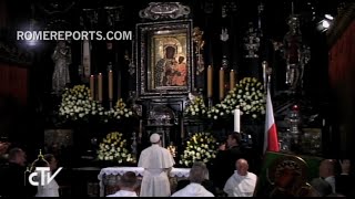 Pope Francis prays at the Black Madonna of Czestochowa [upl. by Zackariah]