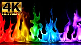 Beautiful Rainbow Flames in 4K UHD 12 Hours [upl. by Aelem]