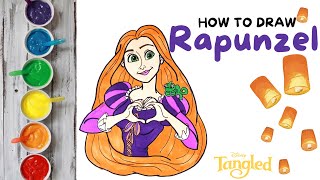 Draw Rapunzel from Tangled  Disney Princess  disney disneyjunior art viral tangled rapunzel [upl. by Amby]