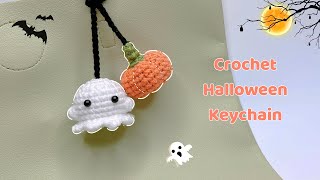 Crochet Halloween Keychain 👻🎃  Crochet Ghost And Pumpkin  Móc Móc Khoá Halloween [upl. by Pappano]