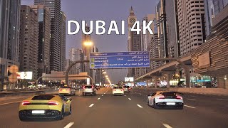 Dubai 4K  Driving Downtown  Skyscraper Sunset [upl. by Renrag593]