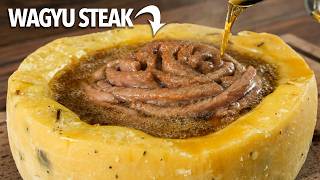 I fried STEAKS inside a CHEESE Wheel and this happened [upl. by Jacquelynn]