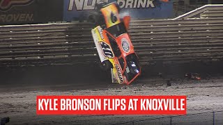 Kyle Bronson Flips After Spectacular Charge At 2023 Knoxville Late Model Nationals [upl. by Sila]