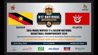 MABAU172024  G87 BOYS 1314 530PM  COURT 2  SARAWAK vs KELANTAN [upl. by Salkcin]