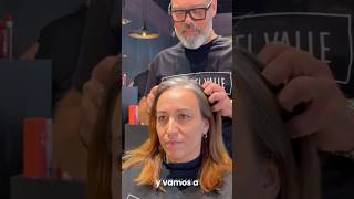 Transición a canas eliminando los restos de color naranja 🍊y realizando un corte peinado haircut [upl. by Esojnauj59]