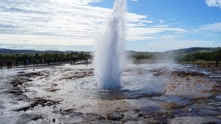 The Geysirs of the Haukadalur Geothermal Area Geysir Strokkur  IslandIceland [upl. by Ejroj874]