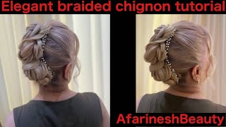 Elegant Braided Chignon tutorial step by step [upl. by Nahtanaj505]