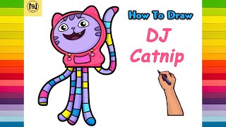 How to Draw DJ Catnip from Gabbys Dollhouse  No9 ARTS [upl. by Kingsley]