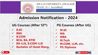 Admission Notification 2024 JIwaji University Gwalior [upl. by Nollat355]