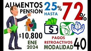 EXPLICANDO AUMENTOS DE PENSIÓN IMSS e ISSSTE 2024 cálculo retroactivo Modalidad 40 [upl. by Adnoma]