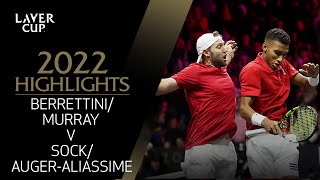 BerrettiniMurray v SockAugerAliassime Highlights  Laver Cup 2022 Match 9 [upl. by Inerney288]