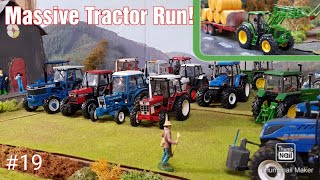 The Big 132 Model Farm Diorama Day 19  Massive Tractor Run  New OCE Buckrake [upl. by Georg452]