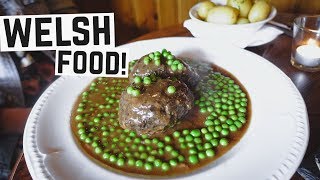 Welsh Food  Faggots Rarebit Bara Brith and MORE Americans try British Food  Cardiff Wales [upl. by Roby389]