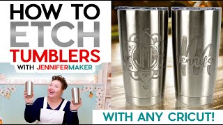 How to Etch Metal at Home DIY Stainless Steel Tumbler with a Cricut Stencil [upl. by Whitson]