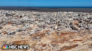 Drone video captures scale of catastrophic Libya flooding [upl. by Russian]