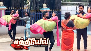 Sakthivel Serial Kovil Romance Scene Making 💕  Sakthi Velan Romance Scene  Sakthivel Serial BTS [upl. by Grunberg]