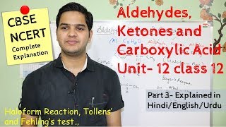 Aldehydes ketones and carboxylic acids class 12 part 3  NCERT in Hindiاردو [upl. by Hcelemile883]