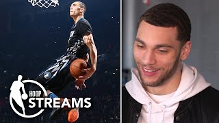 Zach LaVine watches 2016 NBA Dunk Contest highlights vs Aaron Gordon with Omar Raja  Hoop Streams [upl. by Keefer]