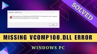 How to Fix Missing VCOM100DLL Error  Windows 32 amp 64bit [upl. by Damiani134]