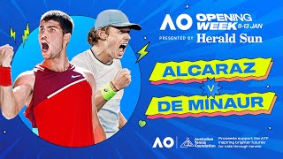 LIVE  Carlos Alcaraz v Alex De Minaur Charity Match  Opening Week  Australian Open 2024 [upl. by Eugilegna]