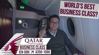 Flight Review  Qatar Airways Business Class  Qsuites  Seoul  Doha  A3501000 [upl. by Ennayrb]