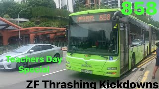 Teachers Day Special Tower Transit Singapore Bus 858 MAN A24 Bendy Buses SMB8015R [upl. by Lerim]